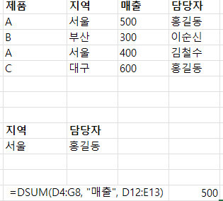 데이터베이스 함수 예제
